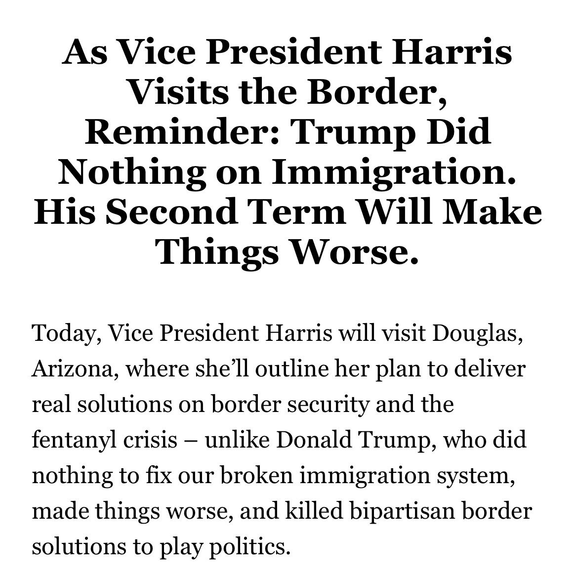 TrumpWarRoom's tweet photo. This is a real press release from the morons at @KamalaHQ.

Average monthly illegal crossings have tripled (196K/mo) — and that doesn't include the illegals she ferries in through her app and flights.

99.7% of the illegals she has released into the country are here to stay. https://t.co/7s5cSAQGk8