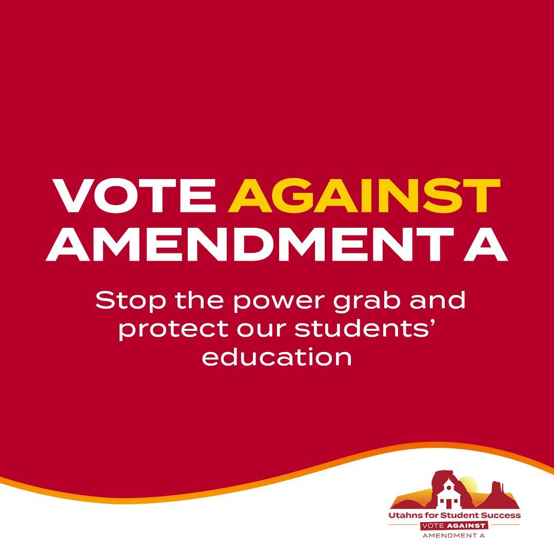 betterutah's tweet photo. This is one more power grab by the Utah Legislature. Join us in protecting our children’s education - vote against Amendment A! Sign up for a yard sign or volunteer here: https://t.co/pv9eh67TCK https://t.co/MJBw46fvZ9