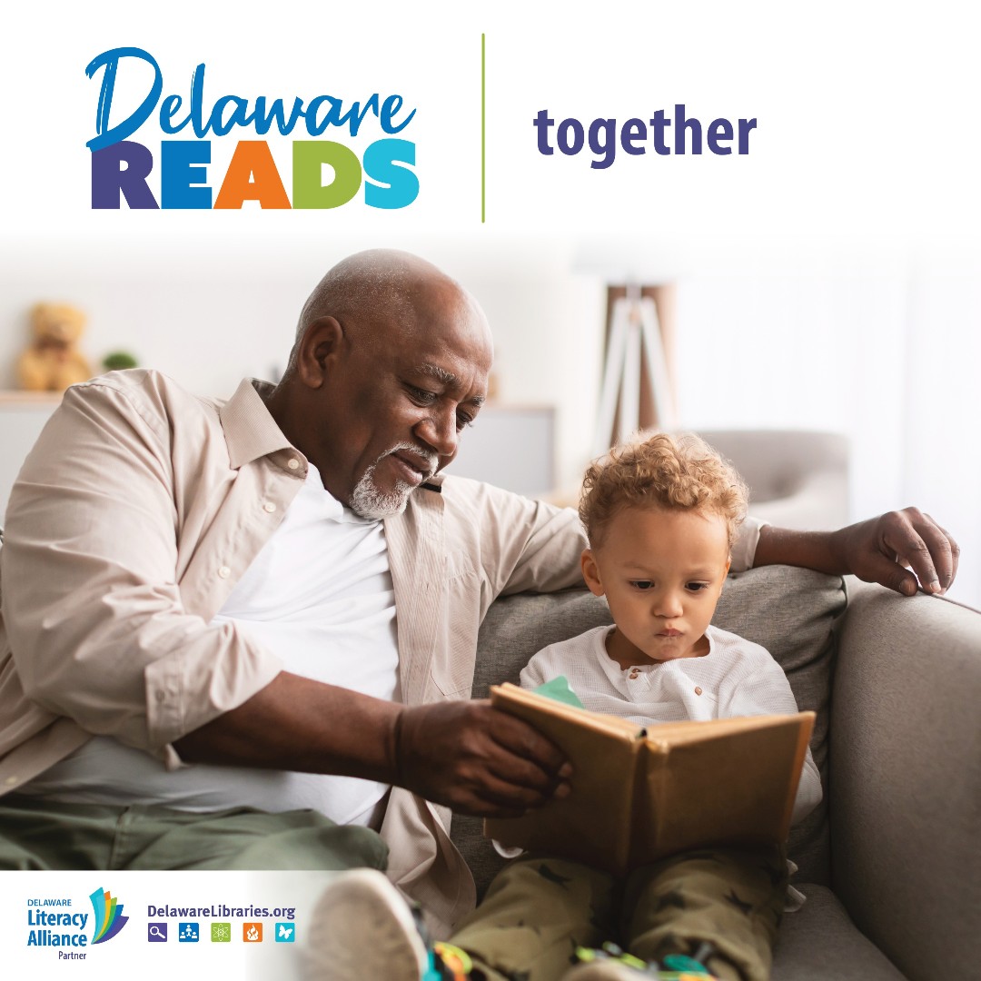 Reading aloud with kids helps build vocabulary, improves reading skills, and fosters a sense of closeness between adult and child. Get a Delaware Library Card. It's easy! It's Free! It's Online! delawarelibraries.org/librarycard #netde  #DEReads