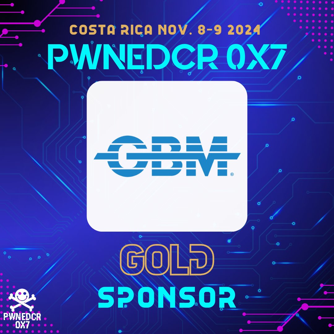 📣 ¡Presentamos con orgullo a nuestros patrocinadores para el hashtag#PWNEDCR 0x7! La conferencia de Ciberseguridad más grande de la región 
 
Estamos emocionados de contar con el apoyo de diversas organizaciones en nuestra séptima edición 2024. 💪

📌 Costa Rica, 8 y 9/11/24