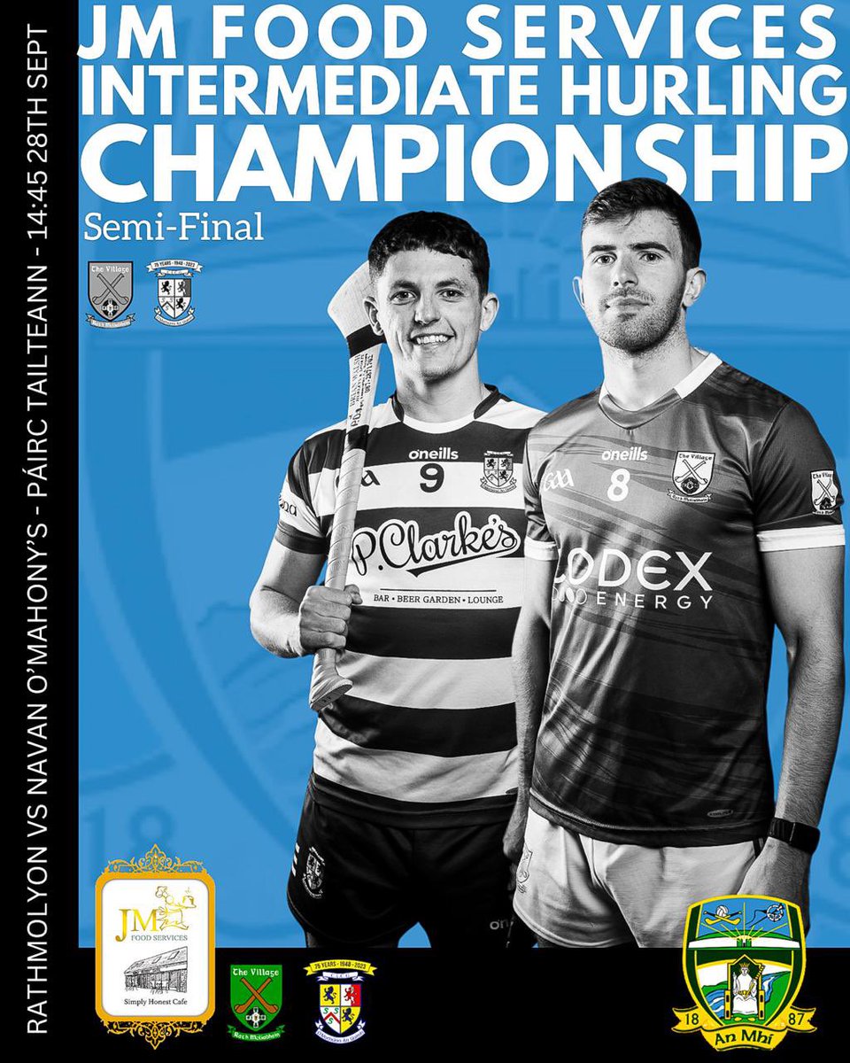Who will be the first side to progress to the final of the <a href="/JMFoodservices/">JMFoods</a> IHC?

Unbeaten <a href="/Rathmolyon_HC/">Rathmolyon Hurling Club</a> take on last years beaten finalists <a href="/NavanOMahonys/">Navan O'Mahonys</a> at 14:45 in Páirc Tailteann tomorrow

🎟️’s via universe.com 

📸 via <a href="/BMPHOTOME/">Brian Mulligan 📸</a>

#MeathClubChamp24 #HistoryCalls