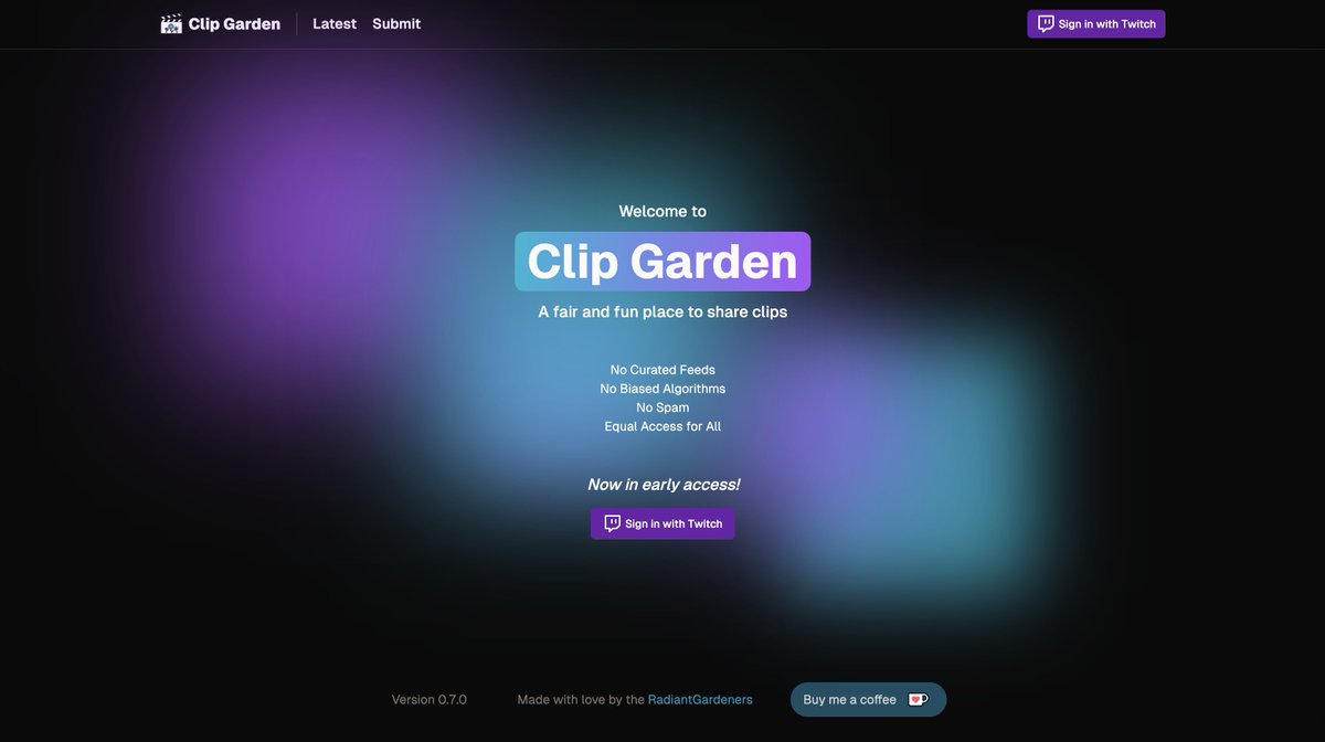 radiantgardenrs's tweet image. Hype news! We developed a site to share Twitch clips! We&apos;re still in early access, but feel free to request access as a creator to allow clips of your channel to be posted! You can also submit or watch clips as a viewer by connecting your Twitch account!
clipgarden.tv