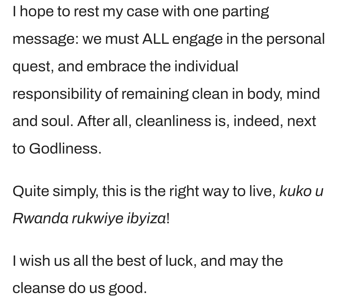 rita_umuhoza's tweet photo. Thank you our #FirstLady for a great piece😍😍😍😍
My key takeaways from this https://t.co/VDyhmAfn6W
"Kuko U Rwanda rukwiye ibyiza 🥳🇷🇼"
#CleanBody
#CleanMind
#CleanSoul https://t.co/r0Lpi32297