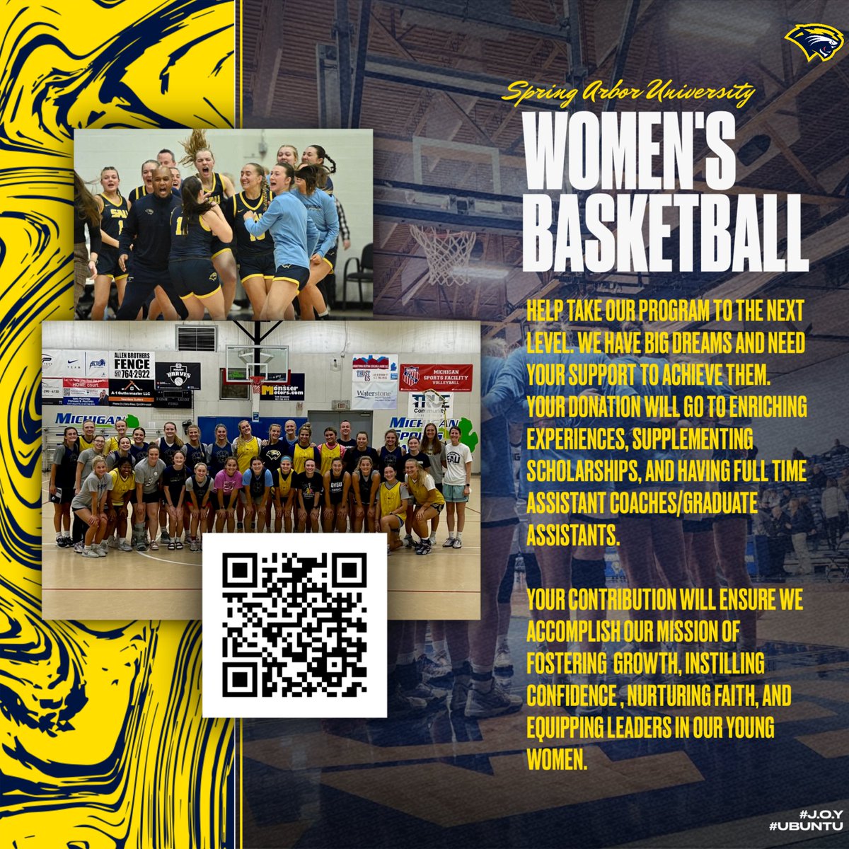 We are striving to be one of the best Christian Women’s Basketball programs in the nation regardless of division! Please consider donating. 💛🏀💙 #JOY #UBUNTU 

arbor.edu/landing-pages/…