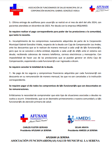 Estimados/as, con respecto a las movilizaciones de hoy en el sector salud, los dejamos con un petitorio que nos hizo llegar la Agrupación de Médicos de Atención Primaria de La Serena, AMEDS.