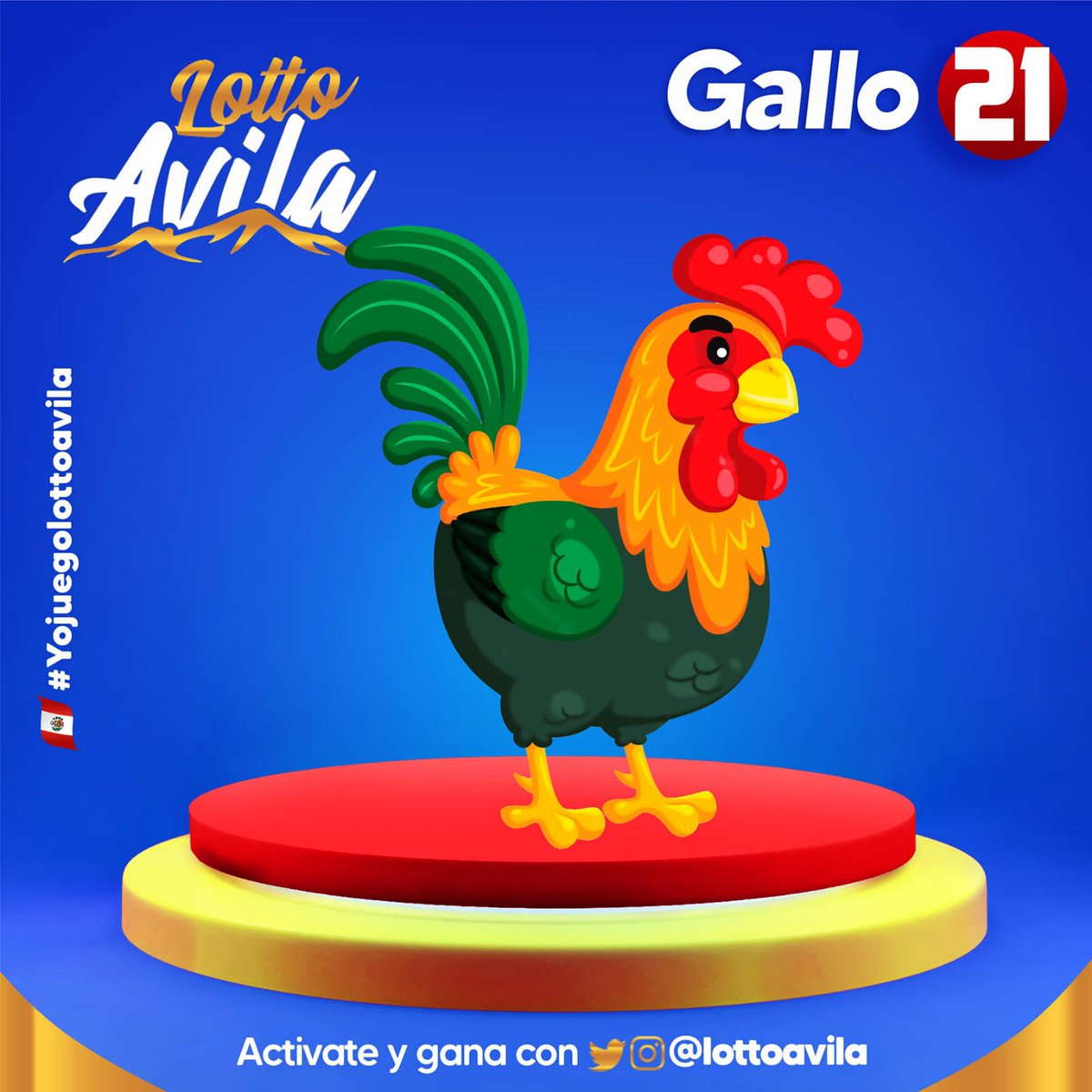 Resultado Sorteo 
27/09/2024
03:00 PM
21 - GALLO
#LottoAvila
