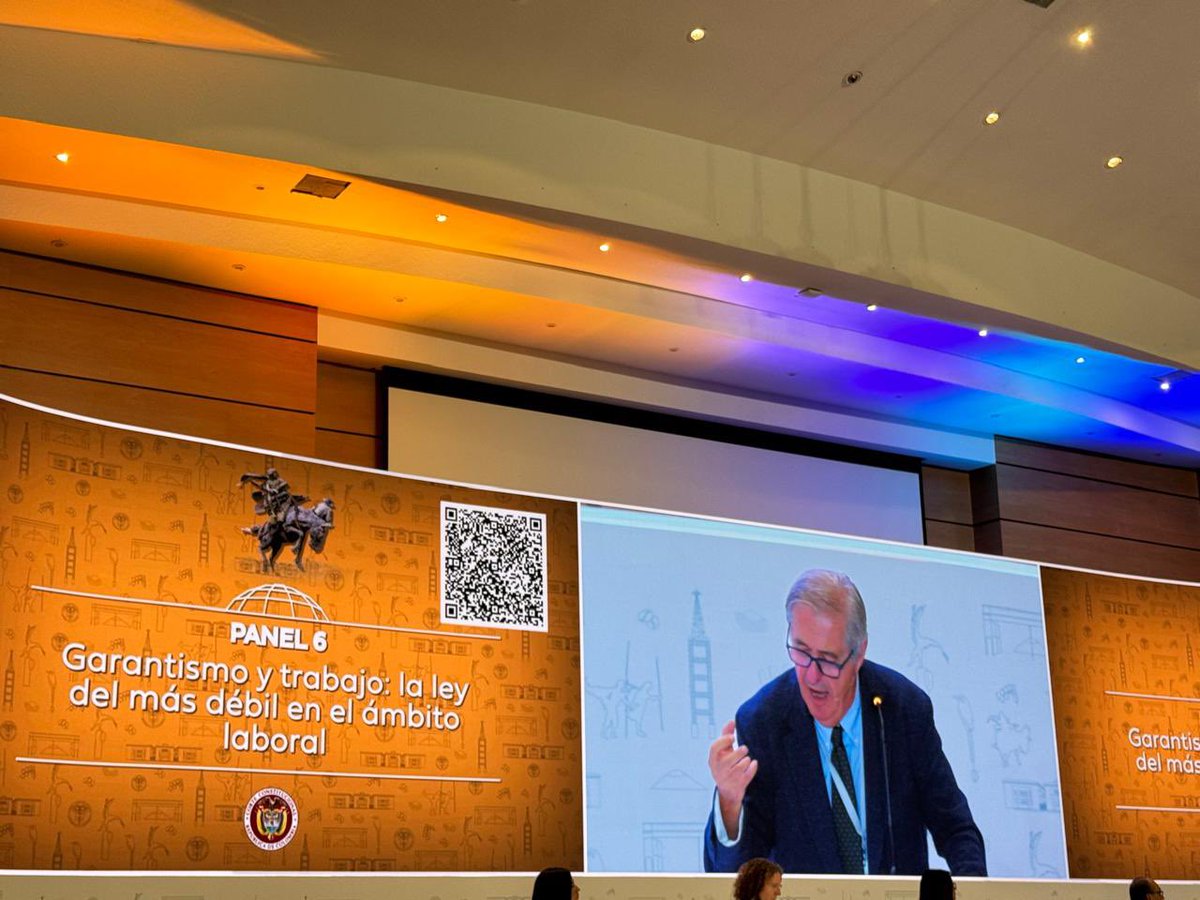 El maestro español <a href="/DoctorBaylos/">Antonio Baylos</a> está en #Colombia. En el encuentro de la jurisdicción constitucional. Y nos deja un poderoso mensaje durante su presentación: 

“Es necesario poner límites al poder privado que precariza la vida de quienes viven de su trabajo. Necesitamos una