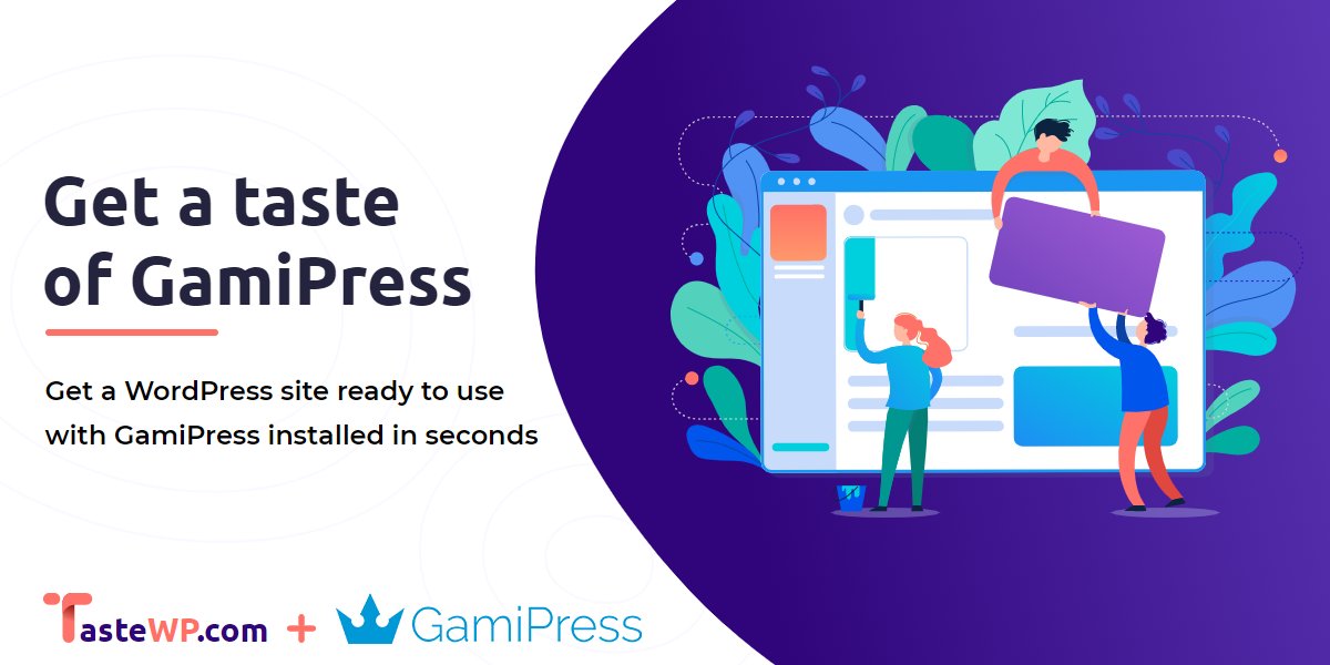 GamiPress's tweet image. Looking to test GamiPress with a single link click? @TasteWp makes it possible!
✅ A #WordPress site ready to use in seconds
✅ GamiPress preinstalled
✅ For free, no sign up required!
Get a taste of GamiPress here: 👇
tastewp.com/new/?pre-insta…
