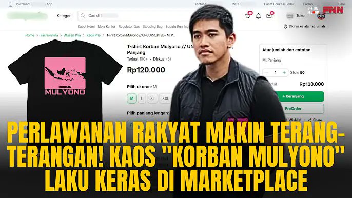 KAOS "KORBAN MULYONO" LAKU KERAS DI TOKO IJO! PERLAWANAN RAKYAT MAKIN TERANG-TERANGAN