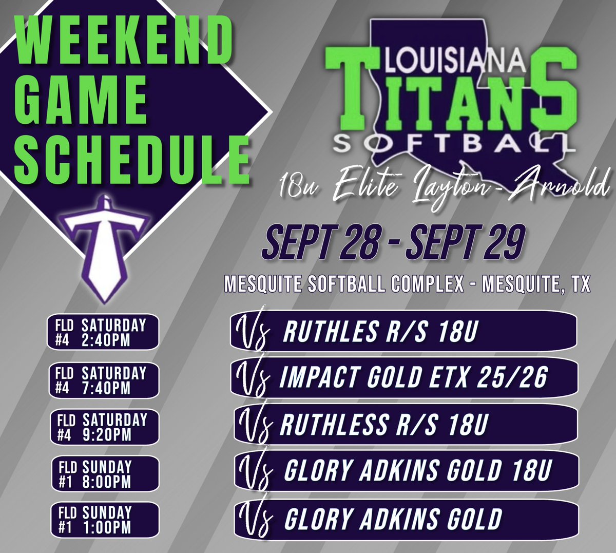 Our girls are in action this weekend in Mesquite, Tx! 🥎

Tune in via Game Changer to watch them live! 🫂

web.gc.com/teams/rHtsoz1M…

#ifyouhittinyouaintsittin
#trusttheprocess