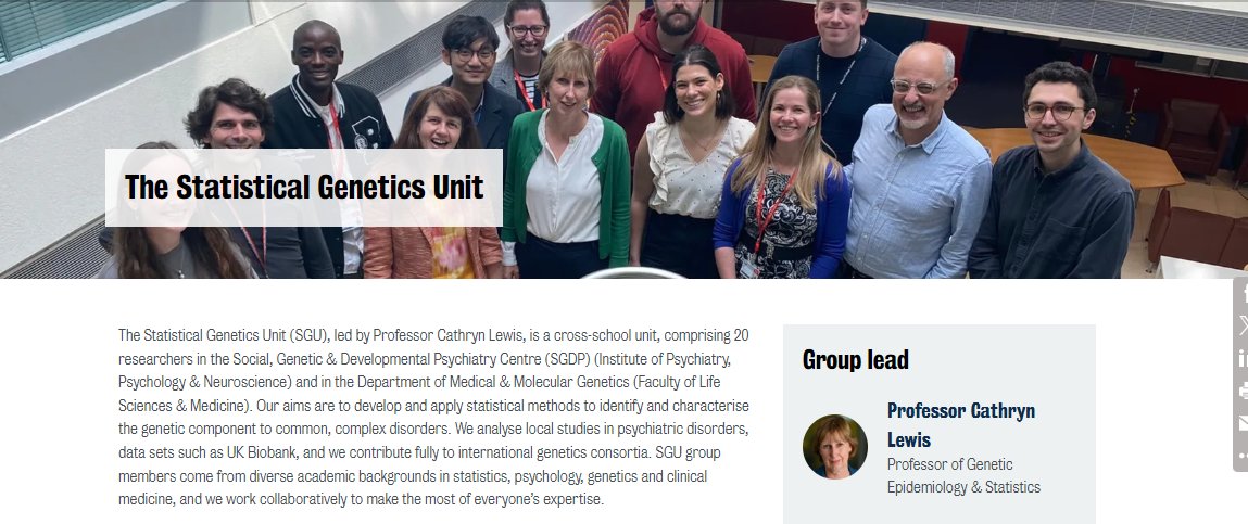 🌟Reminder 🌟open postdoctoral role in my team, in statistical genetics.  Working with our fantastic team on polygenic scores, UK Biobank, mental health disorders. 
Closing date: 8th October 
kcl.ac.uk/jobs/095205-po…
