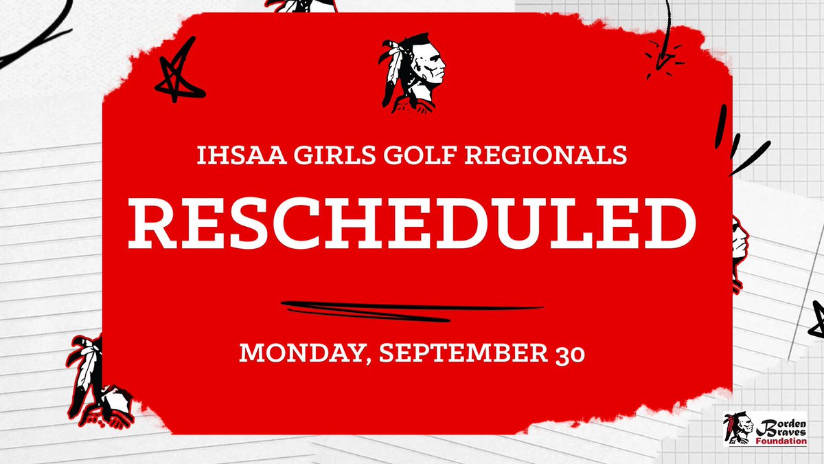 Due to weather conditions the IHSAA Franklin Girls Golf Regional has been postponed. <a href="/bordenathletics/">Borden Athletics</a> <a href="/indianahsgolf/">Indiana HS Golf</a>