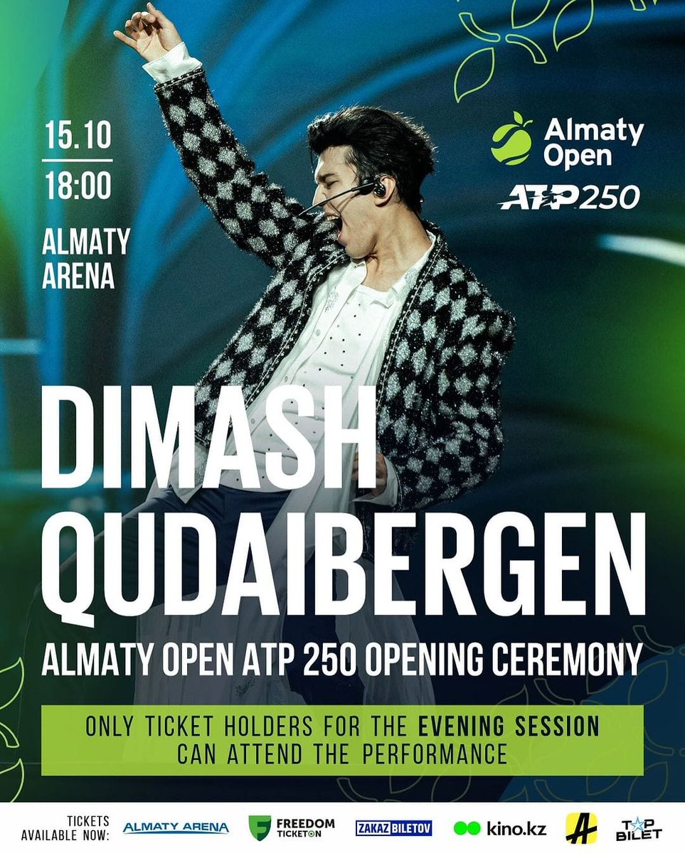 Dimash Kudaibergen Perú Dears - Fan Club Oficial (@dimashperu) on Twitter photo Dimash actuará en la Ceremonia de apertura del torneo abierto de tenis de Almatý el 15 de Octubre. 
Publicado desde @ktf.kz
Hola, #Dears ❤️
#AlmatyOpen #ATP250 
📍Almaty Arena 
🗓️ 15 October, 2024 
⬇️ Dimash actuará en la Ceremonia de apertura del torneo abierto de tenis de Almatý el 15 de Octubre. 
Publicado desde @ktf.kz
Hola, #Dears ❤️
#AlmatyOpen #ATP250 
📍Almaty Arena 
🗓️ 15 October, 2024 
⬇️