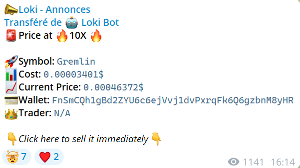 Snipelokibot's tweet photo. Les plus grosses performances du jour sur Lokibot :

$Omochi X100
$Manyu X50
$Egg X20
$Gremlin X10
Pour nous rejoindre gratuitement, c'est simple, clique ici : 👉 https://t.co/HM5ACFlS5R 🚀💰 https://t.co/bufJi7Pvse