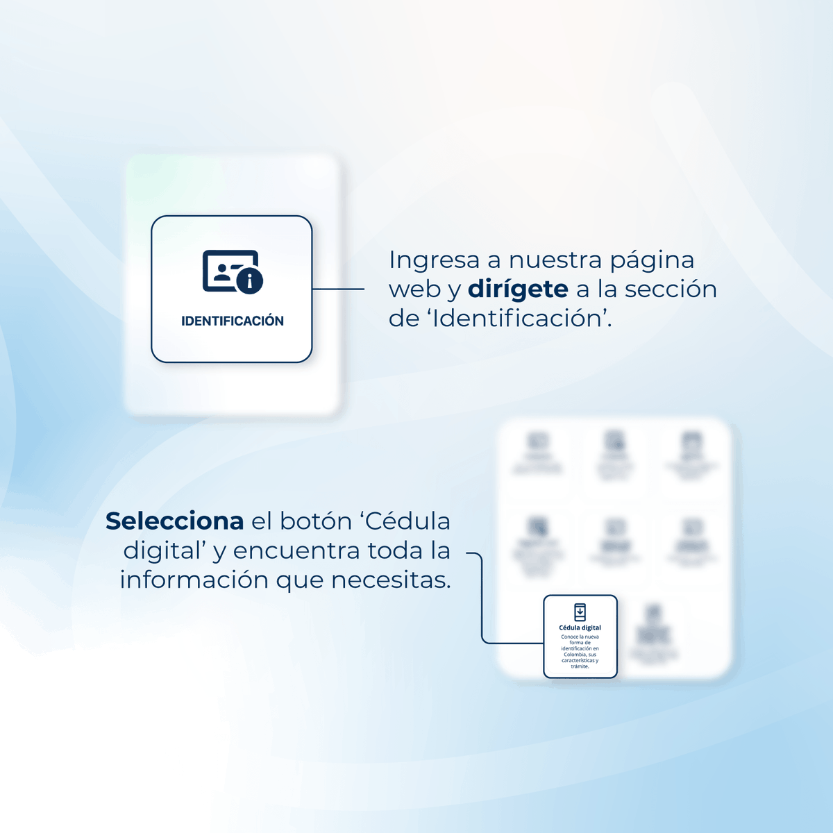 Registraduria's tweet photo. ¿Dudas sobre tu cédula de ciudadanía digital? 🆘 ¡Estamos para ayudarte! 

Consulta nuestra web o contáctanos en nuestras nuevas líneas de atención. Estamos disponibles de lunes a viernes, de 8:00 a. m. a 5:00 p. m. 

Y recuerda... #NoTeEnredesConElTrámite 📱✉️ https://t.co/fInXRgm2DU