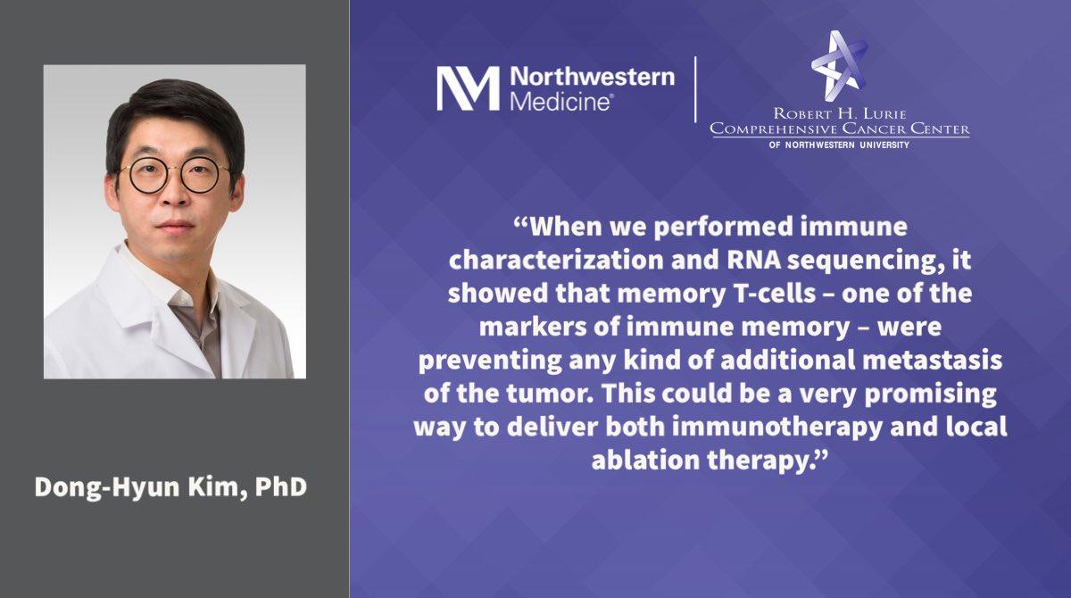 Lurie Cancer Center scientists at <a href="/NorthwesternMed/">Northwestern Medicine</a> have developed a promising method to enhance the effectiveness of cryo-immunotherapy, according to Dong-Hyun Kim, PhD, senior author of a study in <a href="/acsnano/">ACS Nano</a>. news.feinberg.northwestern.edu/2024/09/27/imp… <a href="/dhkim0405/">Dong-Hyun Kim (BIGMed Lab @Northwestern Univ.)</a> #cryoablation #immunotherapy