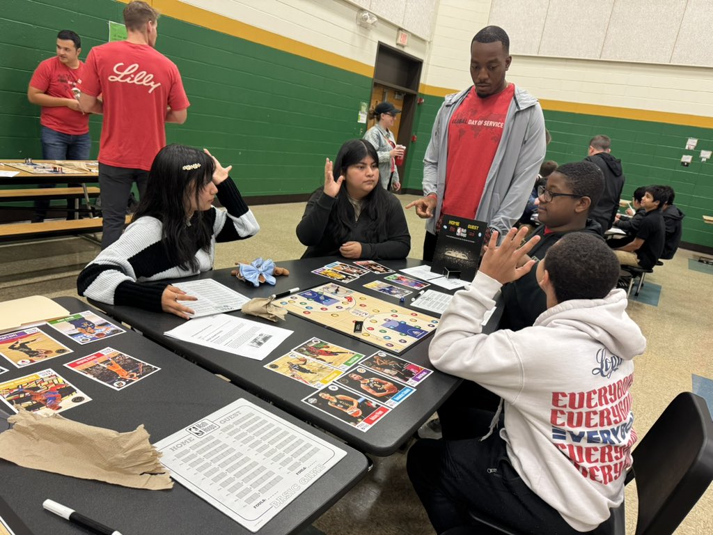 Thank you to Eli Lilly for helping our students with NBA Math Hoops during your Day of Service! We appreciate your support! #DayofService #NBAMathHoops #HWLionsPride