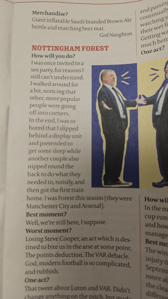 Belatedly reading the fans season preview in <a href="/WSC_magazine/">When Saturday Comes</a> and found the oddest opening paragraph by this Forest fan #theyresexpeoplelynn