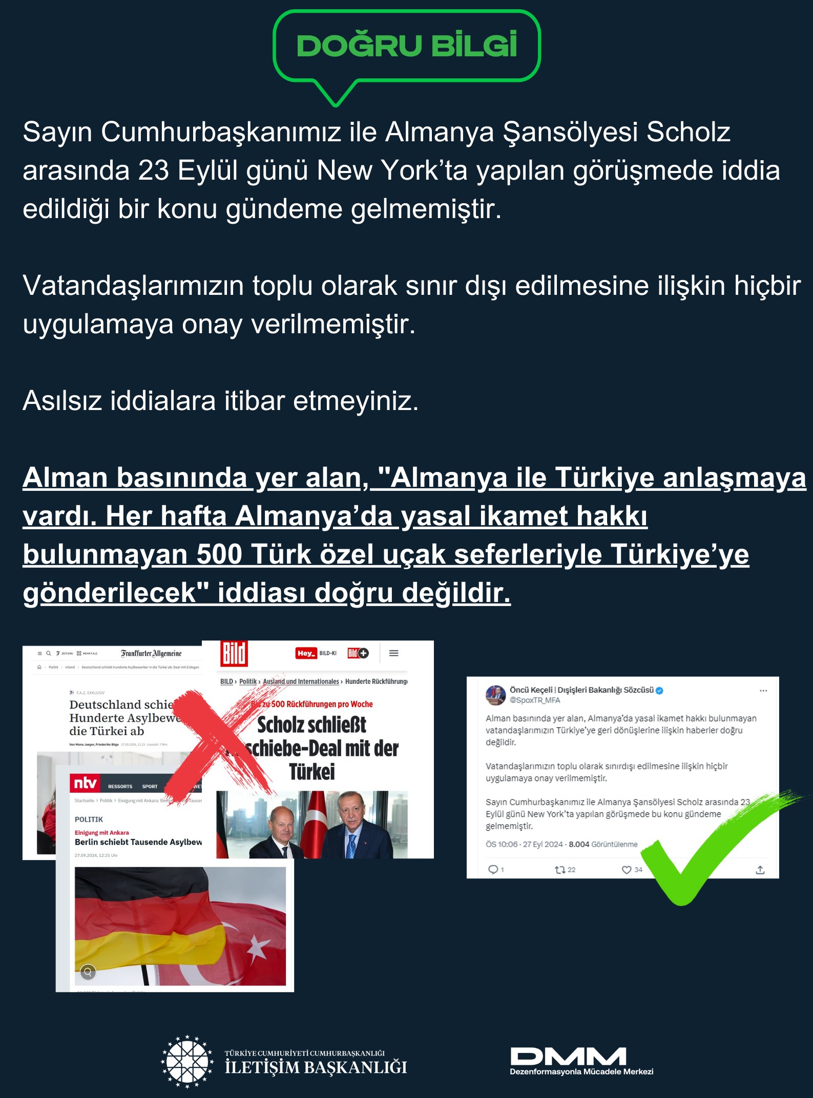 DMM 'Almanya’dan her hafta 500 Türk’ün iade edileceği' iddiasına yalanlama!