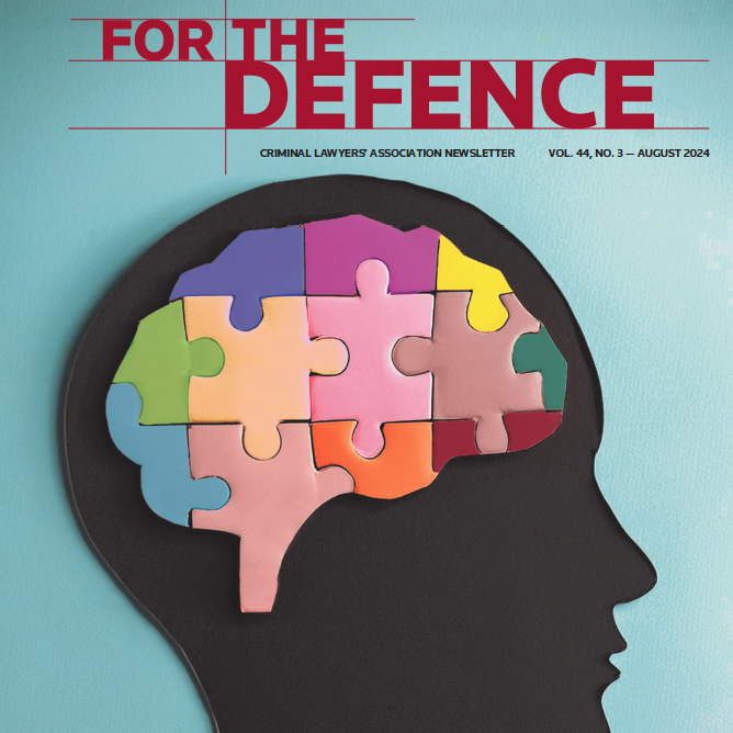 ClaOntario's tweet photo. Now available online to @claontario members – For the Defence, Vol. 44, No. 3 – August 2024

Featuring: Search Solutions and Techno Tricks – Early Thoughts on Bykovets in P2P Investigations and Mandatory Reporting by Wes Dutcher-Walls and Jocelyn Rempel
 https://t.co/hefSfdIDib https://t.co/MK8QqF4FkN