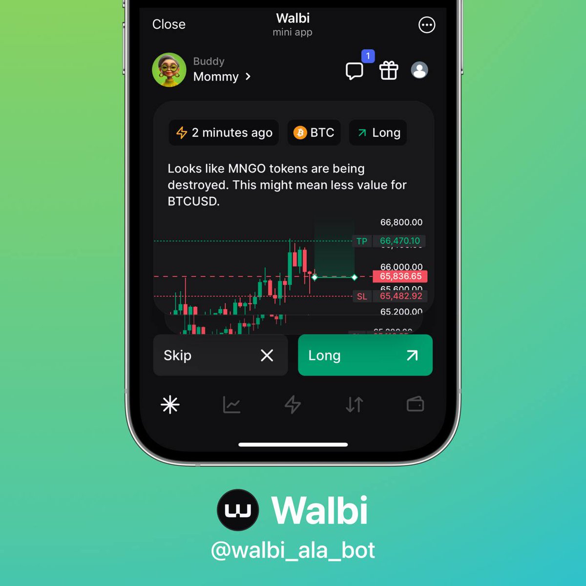 Tviter1w's tweet image. Walbi — Your ultimate crypto trading coach 
 
Walbi is an AI-driven Mini App designed to help users learn and trade cryptocurrencies. 
Use the power of AI to trade smart with Walbi, and check out our Apps Center for more tools to enhance your crypto journey! 
#web3 #ai_bots