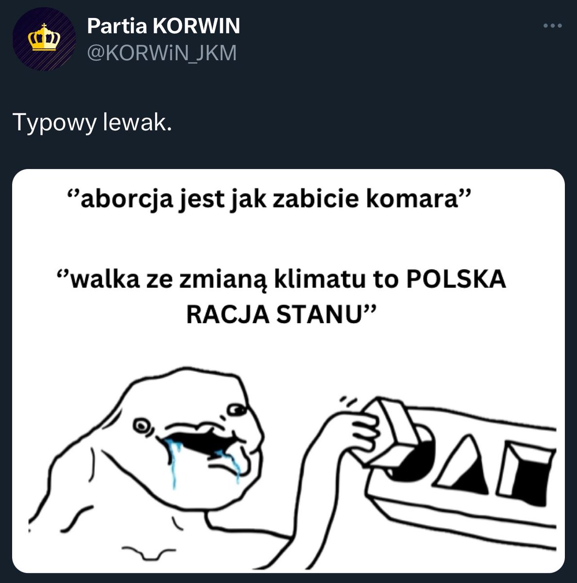Antykomunista_'s tweet photo. Mam pewne podejrzenia, że za konto partii Korwina zaczął odpowiadać ten ćwierćgłówek Seba Ross. https://t.co/sgL2bwdjjm