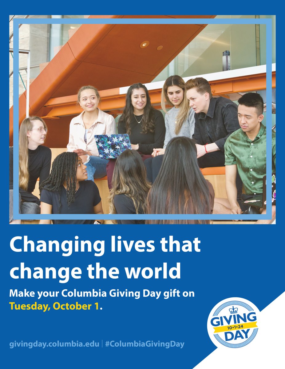 Columbia  Giving Day starts on October 1st. We’ll be sending reminders throughout  the day, and the donation link (below) will go live on Tuesday.
givingday.columbia.edu/.../physical-t…...
Thank you for your support!