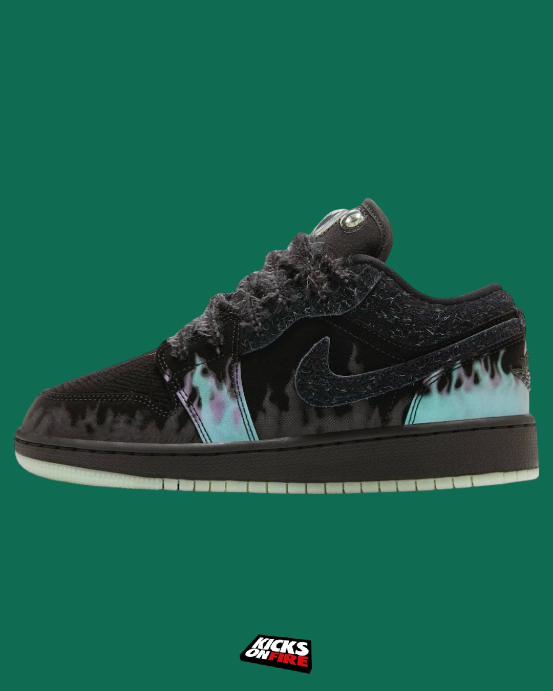 KicksOnFire on X Air Jordan 1 Low GS Fortune Fly Black Green Frost Black Raspberry Green Strike HQ3442 001 October 5 2024 The Air Jordan 1 Low GS Fortune Fly represents