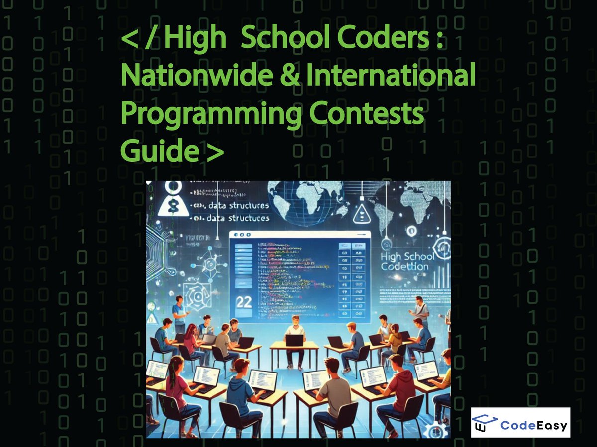 CompuScholarHSP's tweet image. #Homeschool High School #ComputerScience students & parents: Check out this comprehensive contest guide from #CodeEasy. The guide explores the top nationwide & intl programming contests available to HS students. #ComputerScience #AI 
ow.ly/TFms50TxqPI