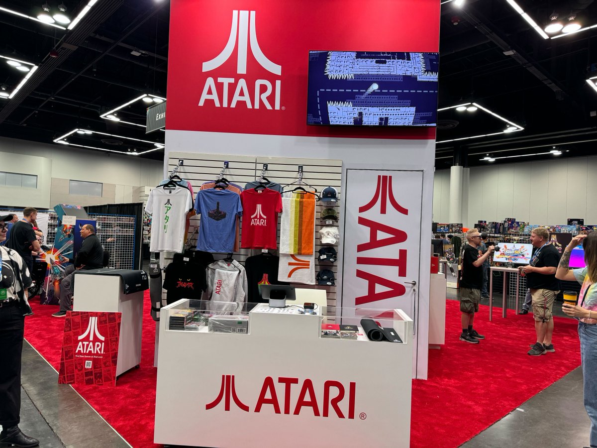 DigitalEclipse's tweet photo. We're at Portland Retro Gaming Expo all weekend! Visit the @Atari booth for hands-on time with the new DLC for #Atari50 plus your chance to play MMPR: #RitasRewind, #Volgarr the Viking II, and more. Get that Atari merch while supplies last! https://t.co/9RAALeoVty https://t.co/NIusfsHMtC