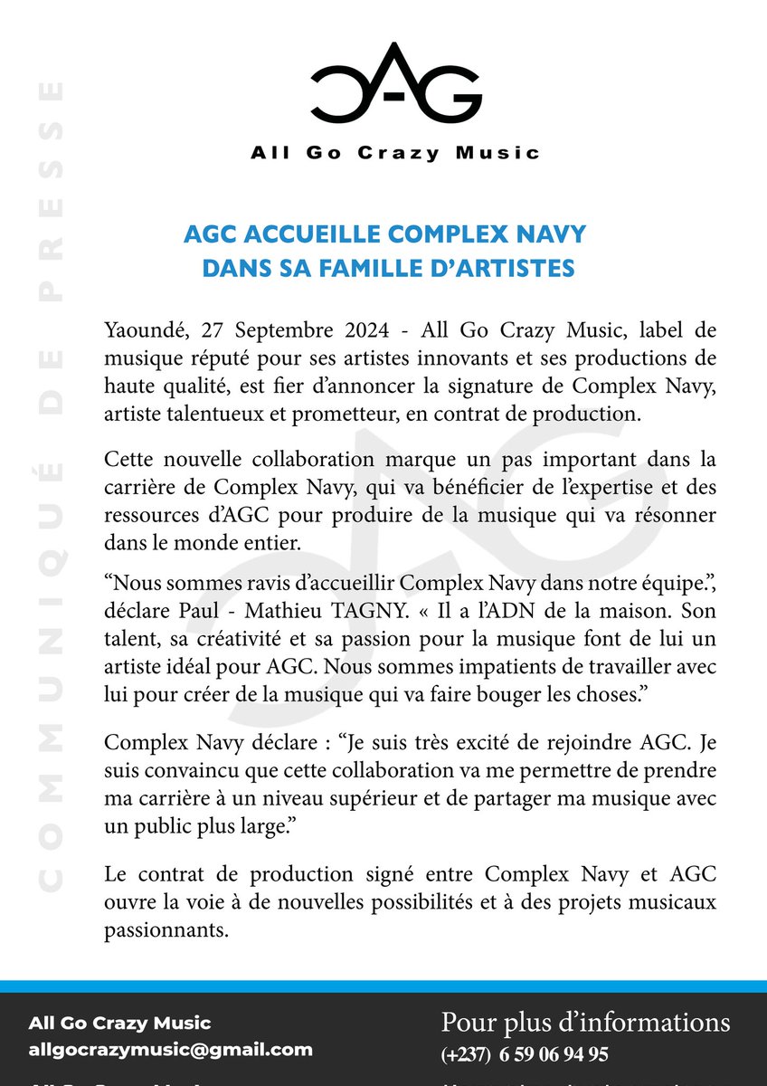 Complex_Navy's tweet image. Mes Navygateurs,

C'est avec un plaisir immense que je vous annonce ma signature au sein du label @allgocrazy. 
Une aventure pleine de passion se dessine à l'horizon .
Souhaitez-moi force et détermination ⭐

No cap🌚