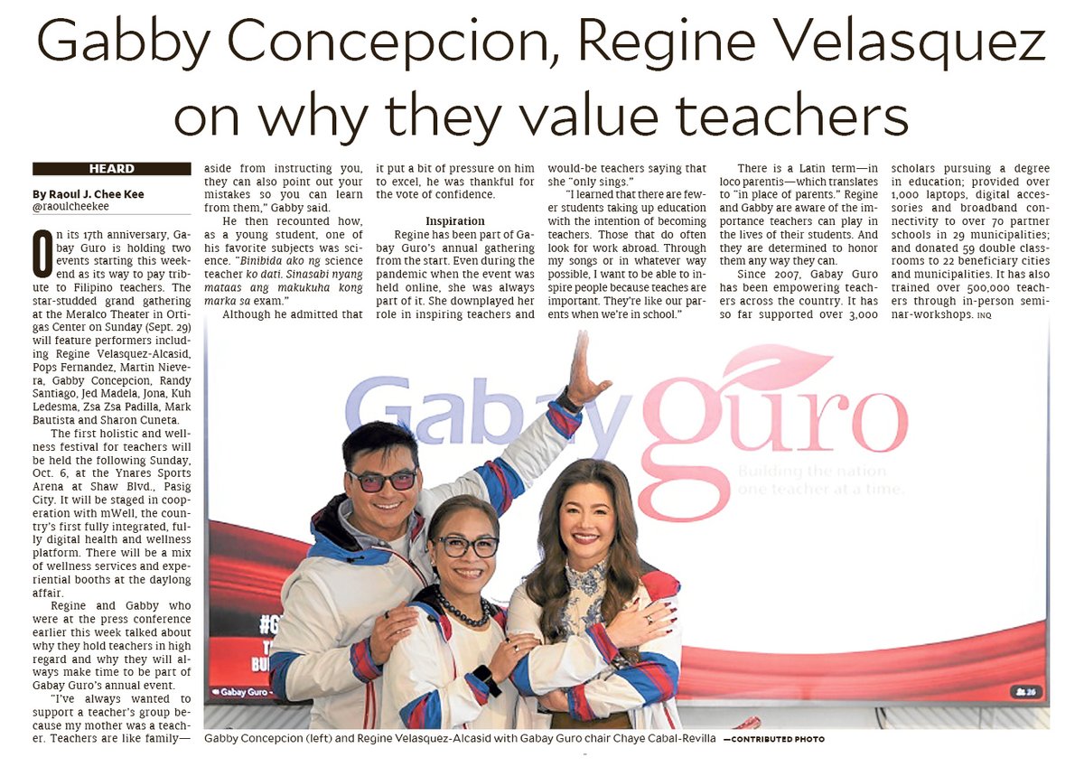 Gabby Concepcion, Regine Velasquez on why they value teachers

Read more: entertainment.inquirer.net/578692/gabby-c… 

#GabayGuro #GabbyConcepcion #RegineVelasquez