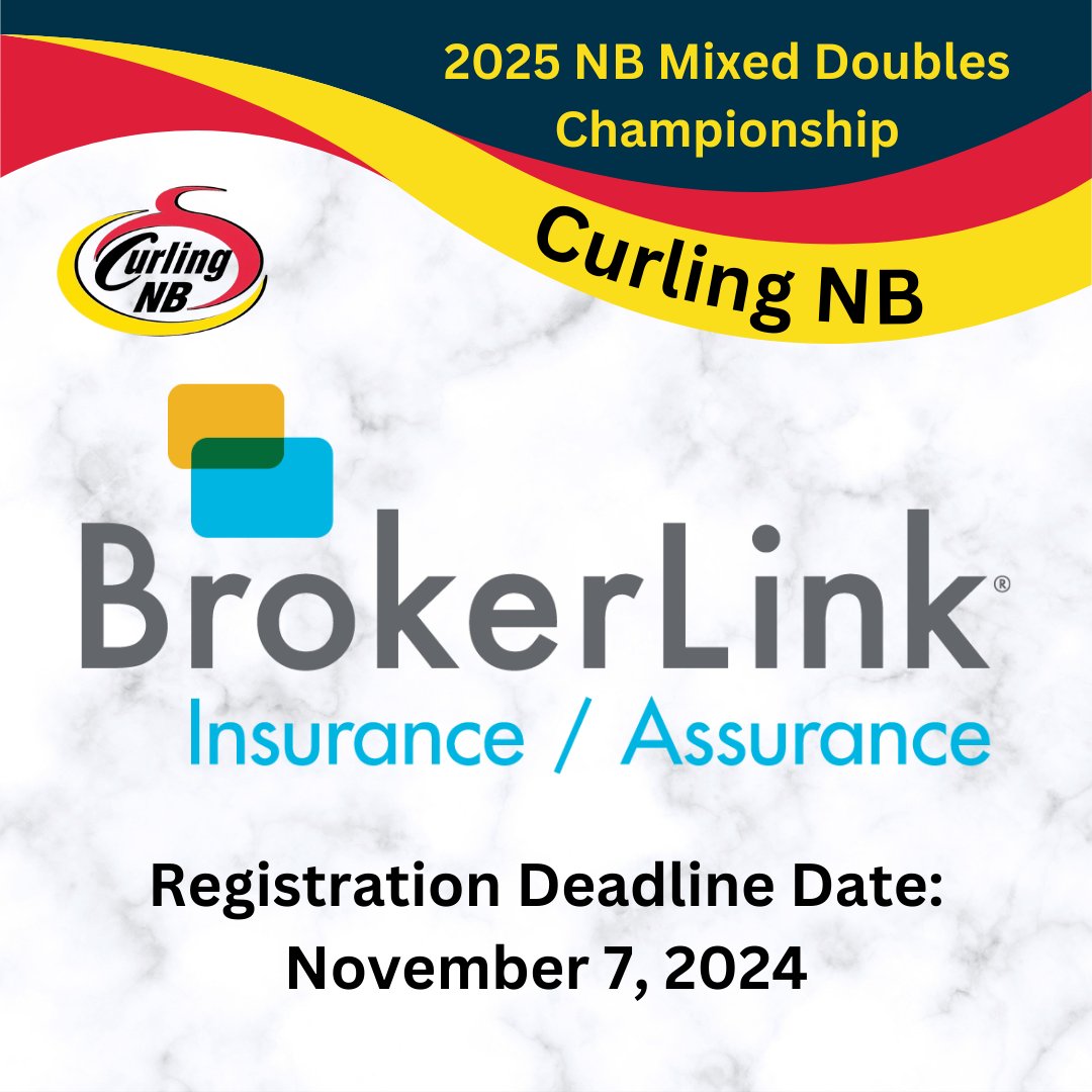 ✨📣ATTENTION Mixed Doubles Teams📣✨ Registration is now live for the 2025 BrokerLink NB Mixed Doubles Championship and the first U15 Rockfest Qualifier.  Wishing all NB curlers, from grassroots to the highest level of competitive play, and amazing 2024-25 Curling Season!!🥌