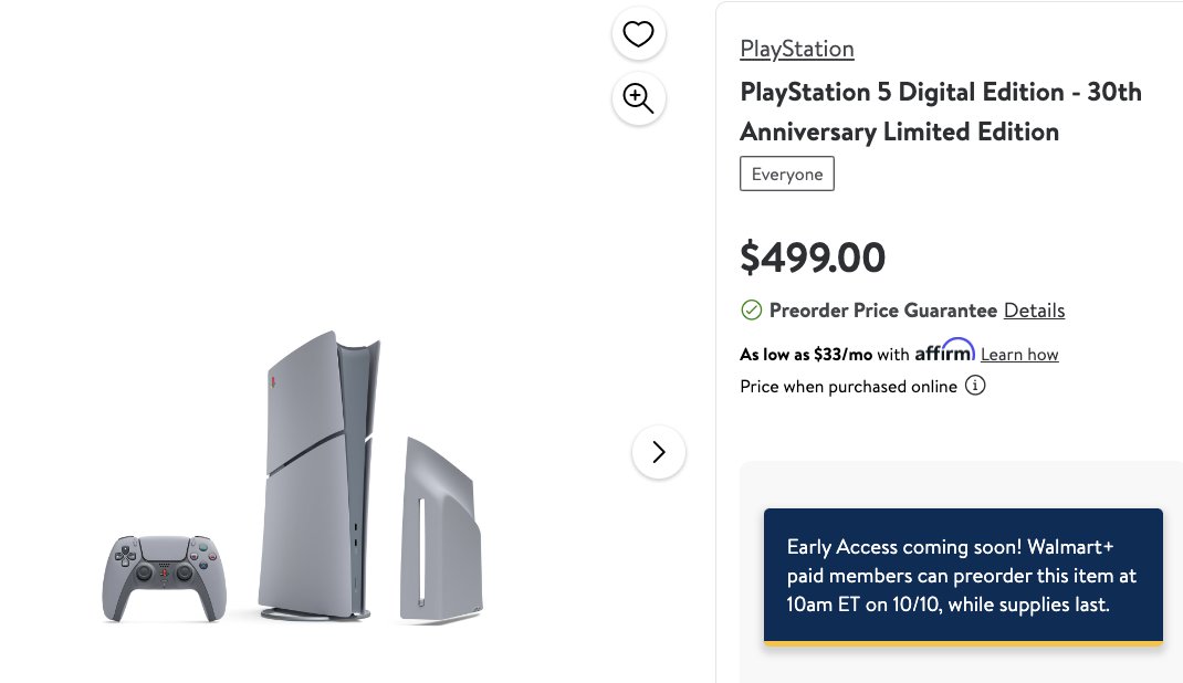 snkr_twitr's tweet photo. AD: PS5 30th Anniversary Digital dropping 10/10 via Walmart

https://t.co/NJKy1uuotD https://t.co/94EWB9ikjk