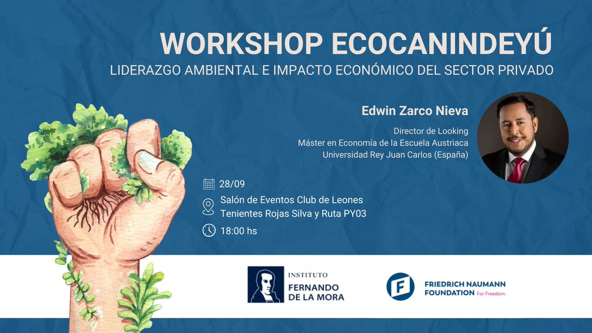 FNFSudamerica's tweet photo. #Paraguay 🇵🇾

🌳 Workshop Ecocanindeyú

♻️ Mañana estaremos en Saltos del Guairá junto al @IFDLMora participando en el workshop de liderazgo ambiental e impacto económico. @edwinzarconiev disertará sobre las oportunidades del sector privado. 

📍 Inscripción: https://t.co/ED4LDxLuD1 

#FNFArgentina