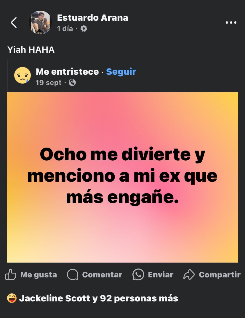 Este Post tiene más reacciones que mis fotos de perfil🤡🤡🤣🤣🤣🤣

Que bonito que les guste el chisme a mis fans HAHAHAHHA