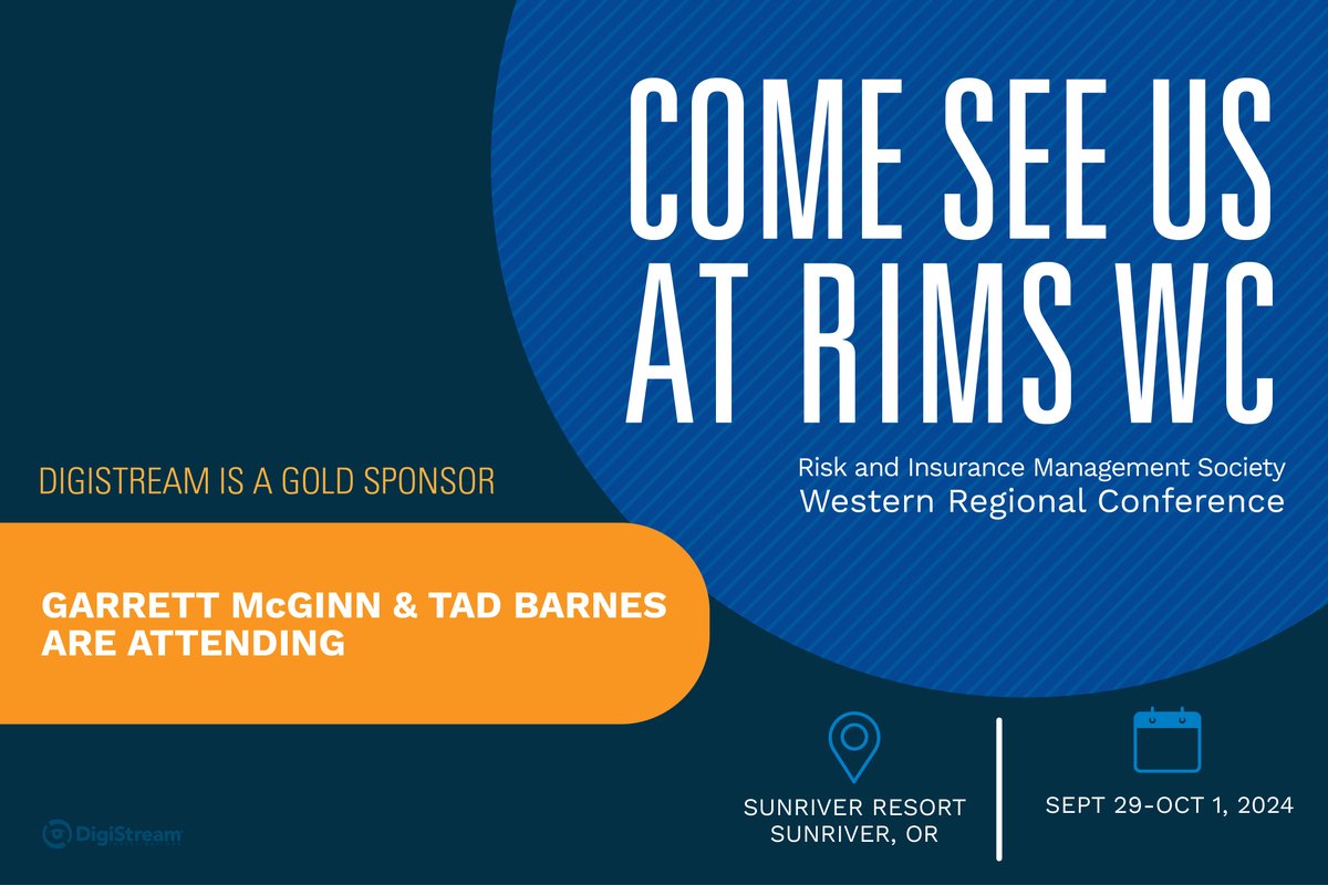 DigiStream is a proud gold sponsor at the annual RIMS Western Regional Conference in Oregon this weekend!

Garrett McGinn and Tad Barnes will be there to answer all of your investigative questions and chat about the latest happenings in the risk management industry. #RIMSWRC