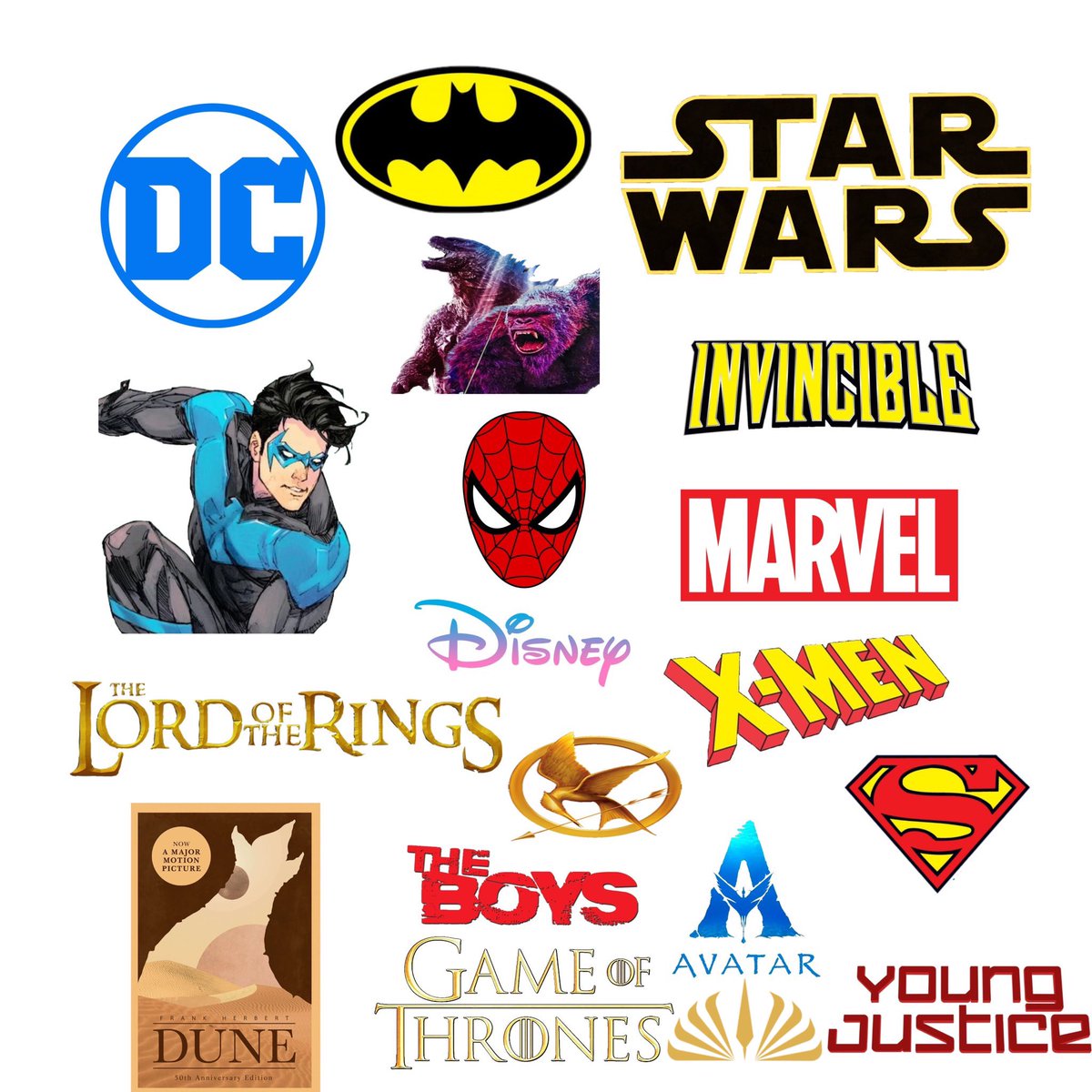 brookstweetz's tweet image. With all my new followers I feel a need to re-introduce myself. My name is Brooks! Iβm a lover of all things nerdy including Star Wars, DC, Marvel, and so on. I made this little collage of my interests that I talk about frequently. And yes, Nightwing is my favorite hero!