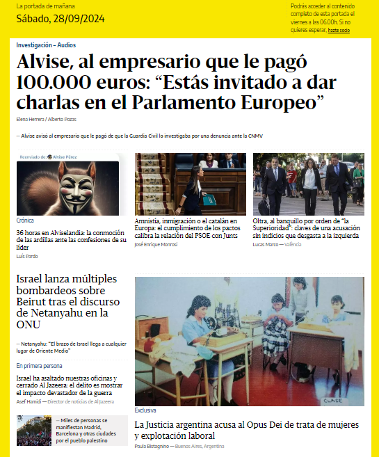eldiarioes's tweet image. Ya puedes consultar la portada de mañana. Las socias y socios pueden leer todo su contenido de forma anticipada eldiario.es/adelanto/28-de…