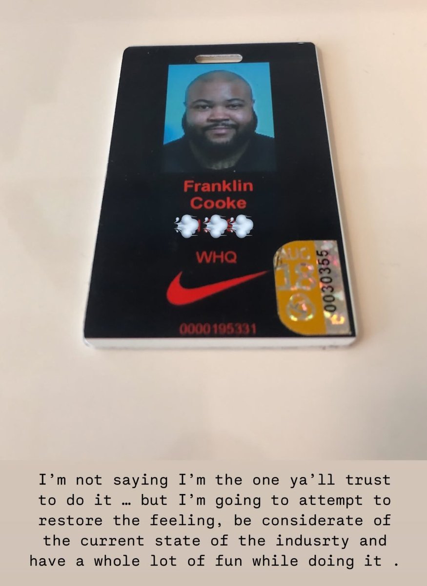 Veteran sneaker designer Frank Cooker announced his return to Nike after leaving Jordan Brand back in 2018

Frank was a part of the teams that lead:

• Jordan 1 “Top 3”
• Off-White x Nike
• Aleali May x Jordan
• Travis Scott x Jordan
• Nigel Sylvester x Jordan
• Jordan 1