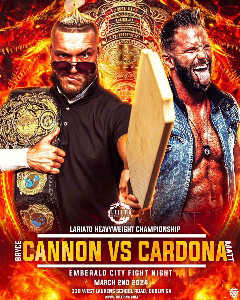 realBryceCannon's tweet photo. If we get this post to 1k “likes” across my social media(s) I will release the CANNON VS CARDONA footage on my YouTube!
Lariato Pro Wrestling Guild
#LPWG #Lariato #CANNONvsCARDONA #LPWGChampion #Youtube #ShouldI #FratDaddy https://t.co/8noKrbC331