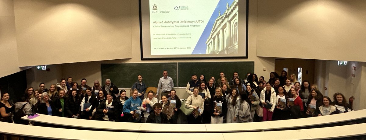 Alpha-1 Foundation Ireland (@alpha1_ireland) on Twitter photo Alpha-1 Foundation Ireland visited <a href="/DCUSNPCH/">DCU Nursing, Psychotherapy & Community Health</a> today to talk about #Alpha1 to the 2nd year nursing class. We discussed how #COPD risk can be reduced, family screening, and the new treatments in development. Thanks to Dr. Ciara White for the opportunity to raise #Alpha1Awareness Alpha-1 Foundation Ireland visited <a href="/DCUSNPCH/">DCU Nursing, Psychotherapy & Community Health</a> today to talk about #Alpha1 to the 2nd year nursing class. We discussed how #COPD risk can be reduced, family screening, and the new treatments in development. Thanks to Dr. Ciara White for the opportunity to raise #Alpha1Awareness