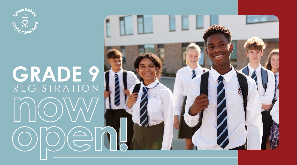 TCDSB's tweet image. Registration for Grade 9 is now open!
 
Complete your #TCDSB high school application today! 

Visit ➡️ bit.ly/3zn3sj6

For the 2024-25 Secondary School Open House Schedule ↪️ bit.ly/3MRc0S8