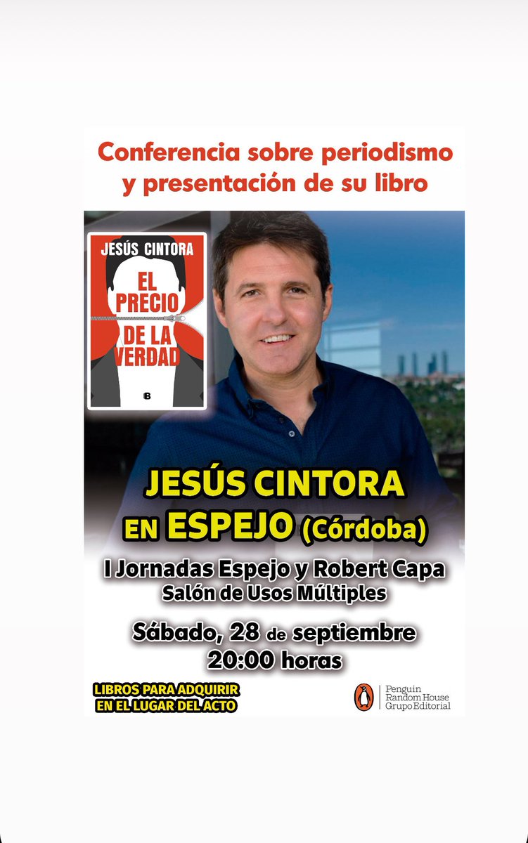 JesusCintora's tweet photo. Este sábado, nos vemos en Espejo (Córdoba) #elpreciodelaverdad https://t.co/mqL2C9QBtl