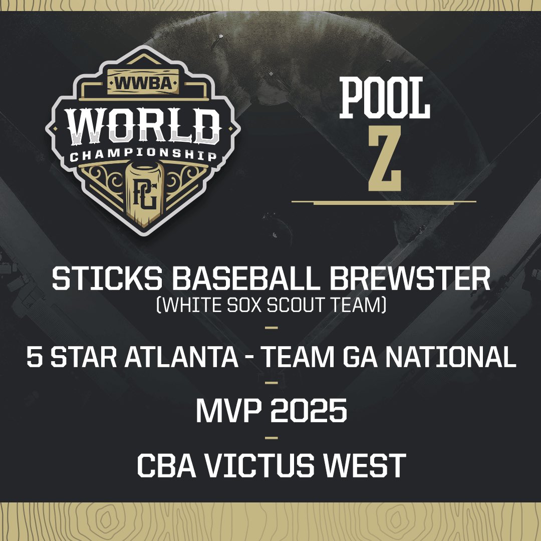Perfect Game Tournaments (@pg_tourney) on Twitter photo <a href="/RedsScoutTeam/">Cincinnati Reds Scout Team</a> <a href="/MLBDevelops/">MLBDevelops</a> <a href="/PowerBSB/">Power Baseball</a> <a href="/TEAMELITENATION/">Team Elite Baseball</a> <a href="/StixBaseballTX/">Stix Baseball</a> <a href="/BrewersWWBTeam/">Milwaukee Brewers Scout Team</a> <a href="/Official_ECB/">East Cobb Baseball</a> <a href="/BanditoBaseball/">Banditos Baseball</a> <a href="/PBFutures/">Premier Baseball Recruiting</a> <a href="/eXposureBB/">eXposure Baseball</a> <a href="/NEPridebaseball/">NEPridebaseball</a> <a href="/ec_lumberjacks/">East Coast Lumberjacks</a> <a href="/TeamAusBaseball/">Team Australia βΎοΈ</a> π£π’π’π π
Sticks Brewster/White Sox Scout Team
5 Star Atlanta - Team GA National
MVP 2025
CBA Victus West
π£π₯ππ©πππͺ βπΌ: bit.ly/4ex6fFq // #WWBAWorlds <a href="/RedsScoutTeam/">Cincinnati Reds Scout Team</a> <a href="/MLBDevelops/">MLBDevelops</a> <a href="/PowerBSB/">Power Baseball</a> <a href="/TEAMELITENATION/">Team Elite Baseball</a> <a href="/StixBaseballTX/">Stix Baseball</a> <a href="/BrewersWWBTeam/">Milwaukee Brewers Scout Team</a> <a href="/Official_ECB/">East Cobb Baseball</a> <a href="/BanditoBaseball/">Banditos Baseball</a> <a href="/PBFutures/">Premier Baseball Recruiting</a> <a href="/eXposureBB/">eXposure Baseball</a> <a href="/NEPridebaseball/">NEPridebaseball</a> <a href="/ec_lumberjacks/">East Coast Lumberjacks</a> <a href="/TeamAusBaseball/">Team Australia βΎοΈ</a> π£π’π’π π
Sticks Brewster/White Sox Scout Team
5 Star Atlanta - Team GA National
MVP 2025
CBA Victus West
π£π₯ππ©πππͺ βπΌ: bit.ly/4ex6fFq // #WWBAWorlds