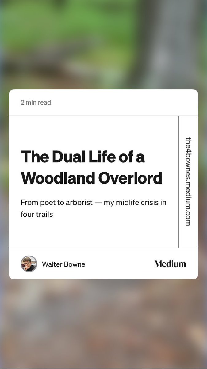 WalterBowne's tweet photo. My parody of Robert Frost. “The Dual Life of a Woodland Overlord” by Walter Bowne ⁦@Medium⁩ ⁦@UmMuddy⁩ #humor #poetry #satire #writing #Nature  https://t.co/uGCVGfMIHm https://t.co/ghA0Zk6nzd