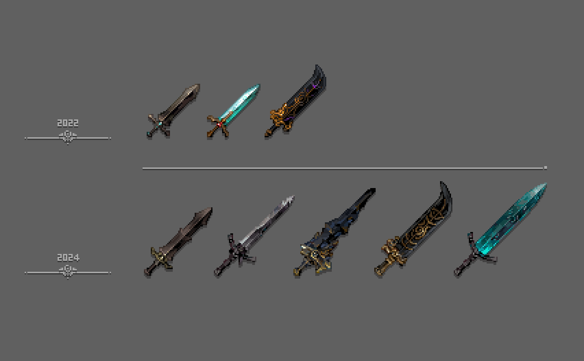 drumstick_1527's tweet image. #pixelart #ドット絵 #terraria
some FromSoftware weapons until now
