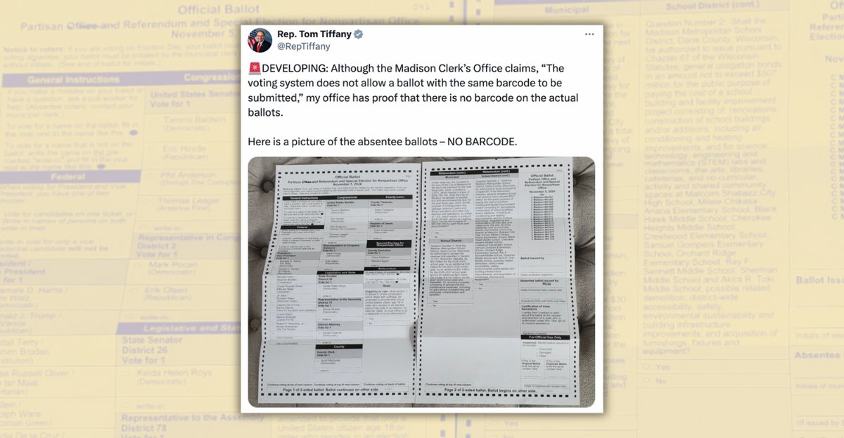 Do duplicate ballots in Madison, Wisconsin, undermine election integrity? We explain: snopes.com/news/2024/09/2…