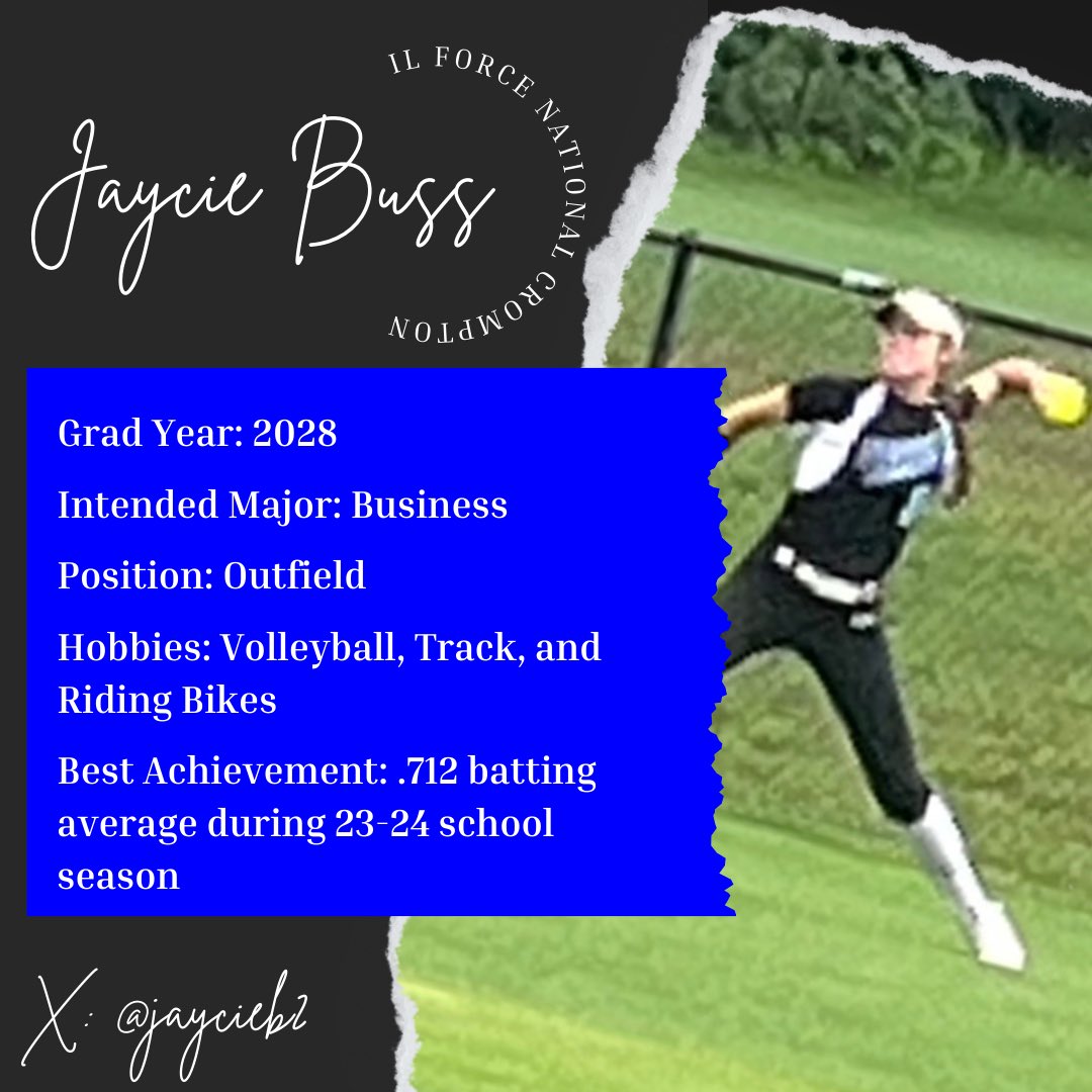 ITS FORCE FRIDAY! Our next spotlight of the season is.. <a href="/JaycieB2/">Jaycie</a> , aka “JB”, this speedy slapper has impeccable range in the outfield! Covering all gaps this CF, doesn’t let the ball drop! We are super excited to see those ESPN catches again this season! #D1Prospect #Top10Plays