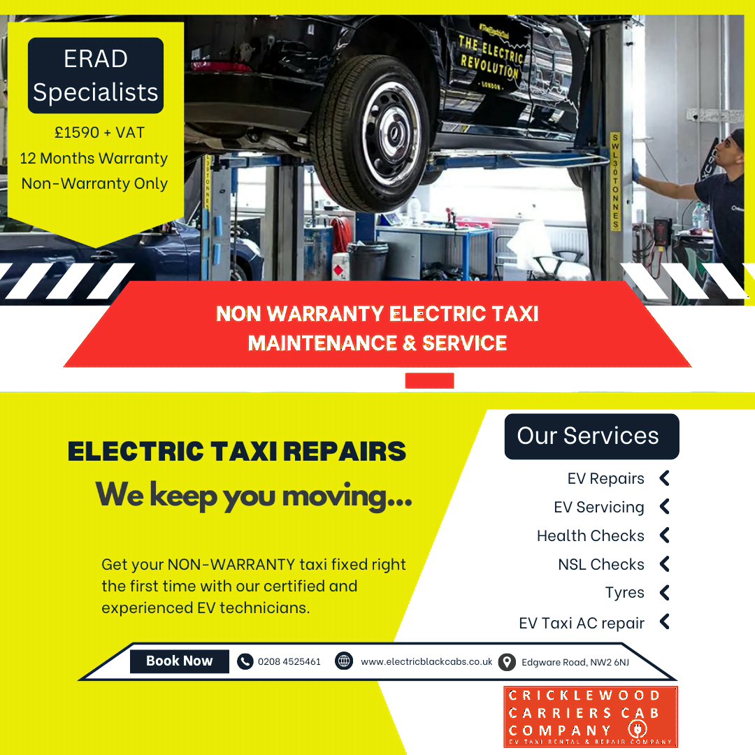 CclCricklewood's tweet image. Without #LEVC #TXE warranty!!  with ERAD problems. Give #CricklewoodclCarriers a shout &amp;amp; @vhrecoveryltd to recover if required.  We offer 12 months warranty. We support the #electricrevolution. Subject to terms &amp;amp; conditions. #londontaxis #electrictaxi #evtaxi #blacktaxis #taxi
